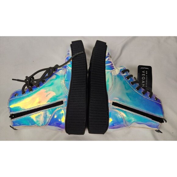 TUK Footwear Women's Sz. 6 Iridescent Mondo Combat Boots NWT - Picture 6 of 9